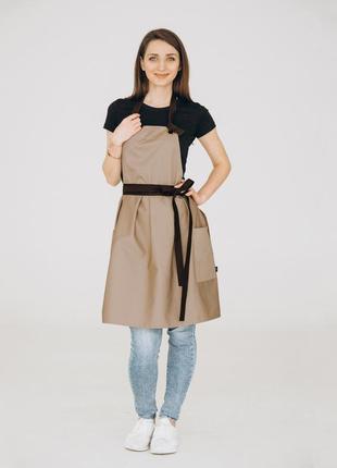 Фартух сукня vanilla бежевий + коричневий | фартухи