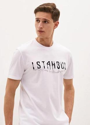 Белая мужская футболка lc waikiki/лс вайкики istanbul. фирменн...