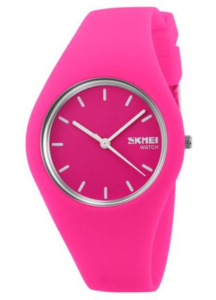 Женские часы силиконовые Skmei софт тач розовые