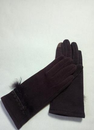Жіночі сенсорні рукавички колір коричневий