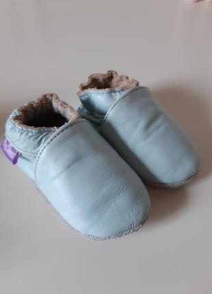 Кожаные нежно голубые пинетки на 0-6 месяцев pre shoes