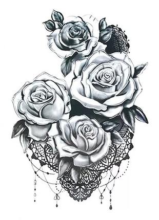 Тату tattoo временное татту наклейка на тело одноразовая куст роз
