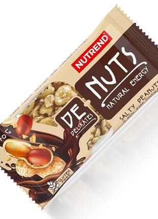 Батончик Nutrend DeNuts, 40 грамм, соленый арахис в черном шок...