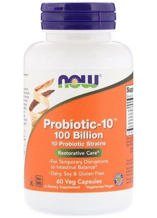 Пробиотики Для Пищеварения, Probiotic-10, 100 Billion, Now Foo...
