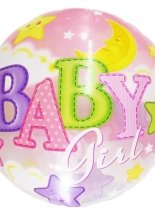 Фольгированный шар Круг "Baby Girl" 18` , полупрозрачный