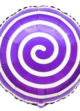 Фольгированный шар Круг "Спиралька" 18`, цвет - фиолетовый