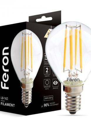 Світлодіодна лампа Feron LB-162 7W 2700K E14 філамент куля