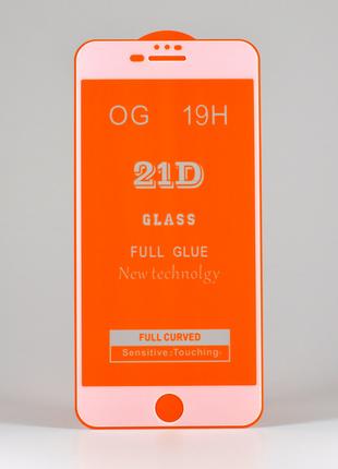 Защитное стекло для Iphone 6s Plus белое 21D клеевой слой по в...