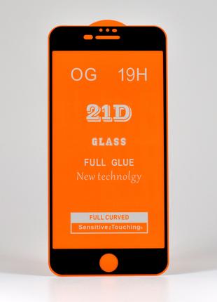 Защитное стекло для Iphone 6s Plus черное 21D клеевой слой по ...