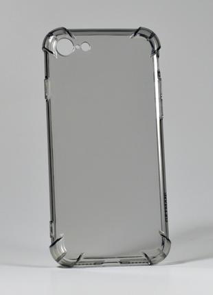 Противоударный чехол на Iphone 7 прозрачный серый Getman TPU