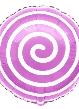Фольгированный шар Круг "Спиралька" 18`, цвет - розовый