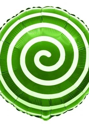 Фольгированный шар Круг "Спиралька" 18`, цвет - зеленый