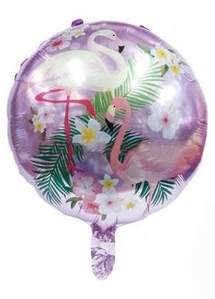 Фольгированный шар Круг "Розовый фламинго" 18`