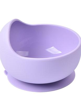 Тарелка силиконовая на присоске фиолетовая