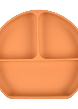 Тарелка силиконовая секционная на присоске оранжевая