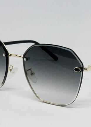 Женские модные солнцезащитные очки темно серый градиент в золо...