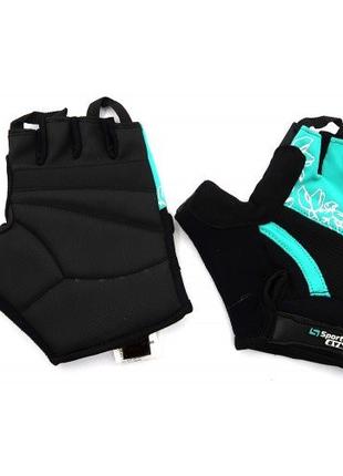 Перчатки для фитнеса Sporter Girl Gripps 734, черно-бирюзовые M