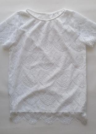 Блуза короткий рукав для девочки белая