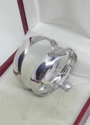 Новые родированые серебряные серьги кольца 25 мм серебро 925 п...