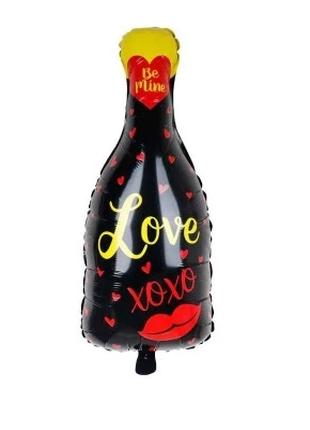 Фольгированный Шар-Фигура "Бутылка Шампанского", цвет - черный