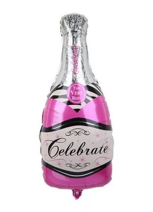 Фольгированный Шар-Фигура "Бутылка Шампанского", цвет - розовый