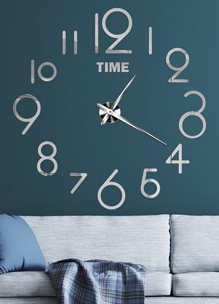 Акриловые настенные 3Д часы без циферблата "Time silver" (от 3...