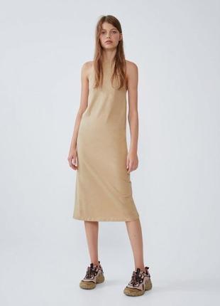 Сукня міді максі бежева молочна платье zara