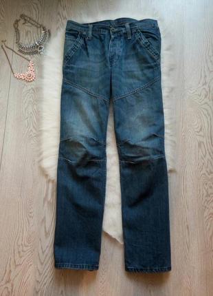 Мужские плотные синие джинсы прямые не узкие широкие