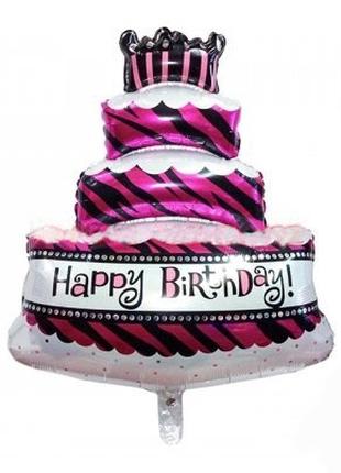 Фольгированный Шар-Фигура "Торт Happy Birthday" 85*60см, цвет ...