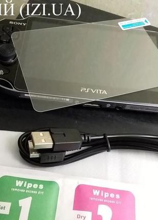 Защитное стекло PS Vita Fat +USB зарядный кабель шнур psvita 1000