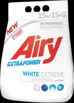 Безфосфатний порошок 1,5 КГ для білої білизни AIRY 15 прань
