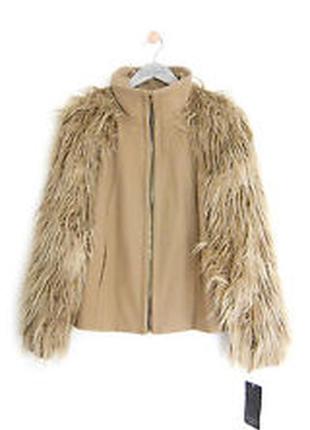 Стильное шерстяное пальто zara с рукавами ламы р. xs-s
