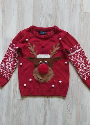 Детская новогодняя кофта свитшот свитер от next на 4года
