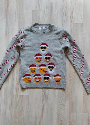 Детская новогодняя кофта свитшот свитер на 7-8лет