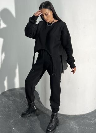 Модна толстовка зі штанами чорного кольору