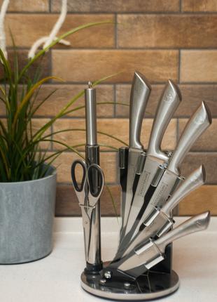 Набор кухонных нержавеющих ножей с подставкой Royalty Line RL-...