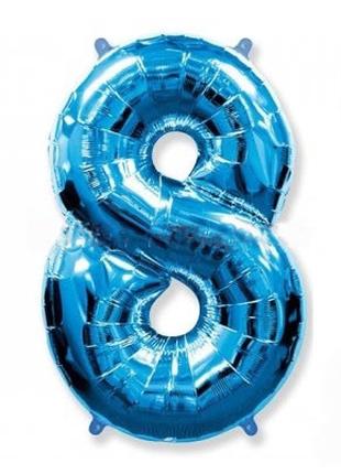 Фольгированный шар Цифра "8" 65см , цвет - голубой