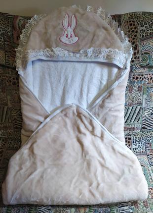 Конверт – одеяло с капюшоном для новорожденных
