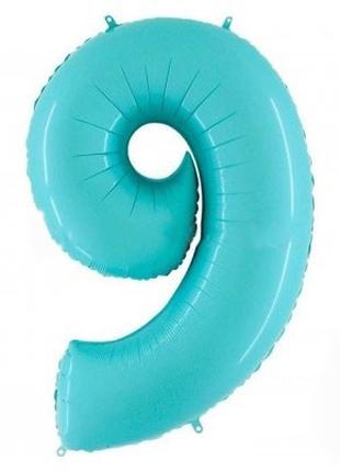 Фольгированный шар Цифра "9" 1м., Grabo, цвет - голубой
