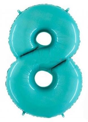 Фольгированный шар Цифра "8" 1м., Grabo, цвет - голубой