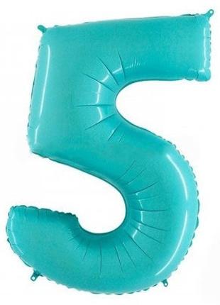 Фольгированный шар Цифра "5" 1м., Grabo, цвет - голубой