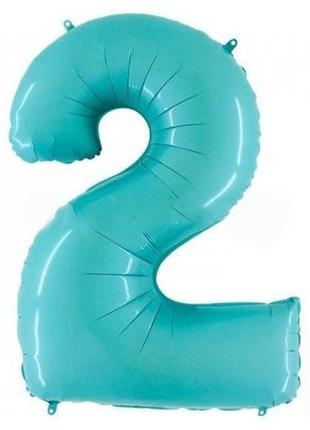 Фольгированный шар Цифра "2" 1м., Grabo, цвет - голубой