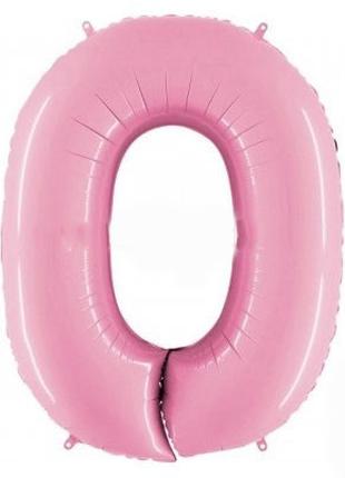 Фольгированный шар Цифра "0" 1м., Grabo, цвет - розовый