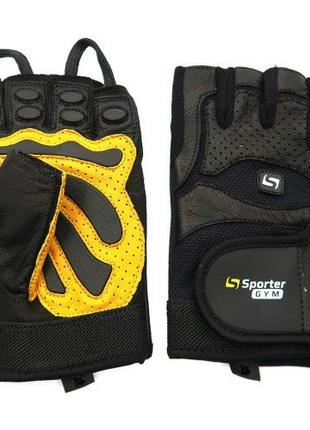 Перчатки для фитнеса Sporter Deadlift 558, черно-желтые XL