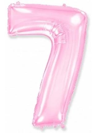 Фольгированный шар Цифра "7" 1м, Flexmetal, цвет - розовый пер...