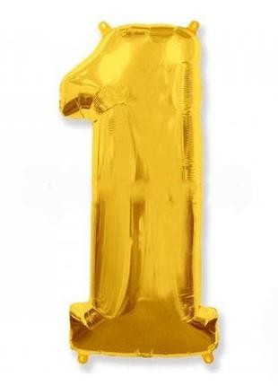 Фольгированный шар Цифра "1" 1м, Flexmetal, цвет - золото