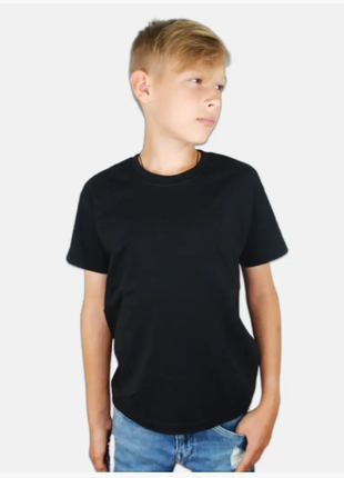 Дитяча базова чорна однотонна футболка оверсайз (+25 кольорів)