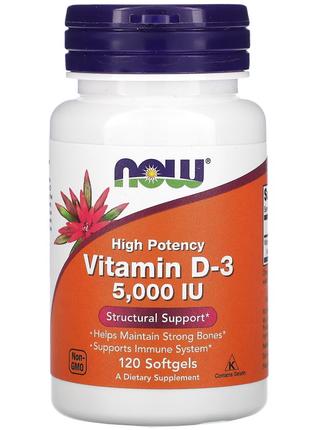 Вітаміни та мінерали NOW Vitamin D3 5000 IU, 120 капсул