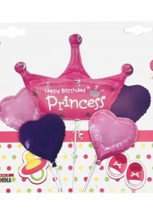 Набор фольгированных шаров "Корона. Happy Birthday Princess"