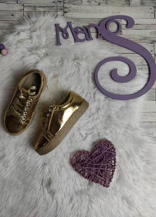 Дитячі кросівки andamas для дівчинки золоті екоокжа шнурівка р...